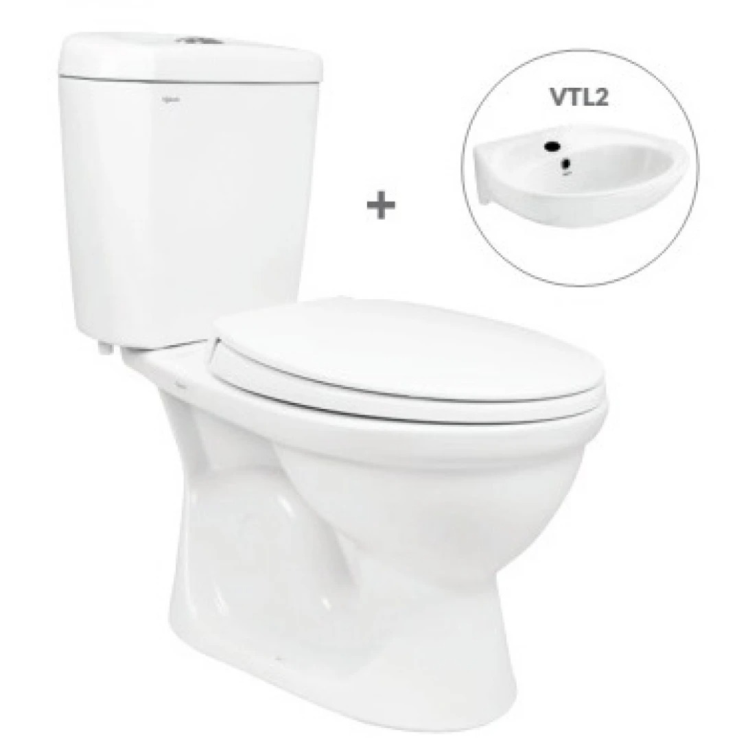 Bồn cầu hai khối Viglacera VI88 Nắp Êm Kèm Lavabo VTL2