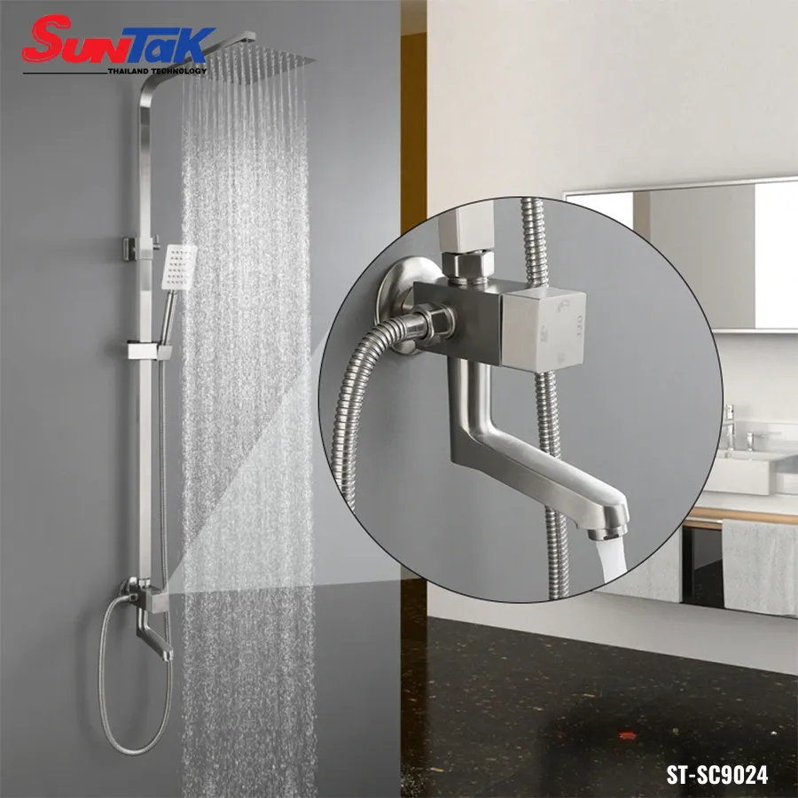 Sen Cây Tắm Đứng Vuông Inox 304 Suntak ST-SC9024