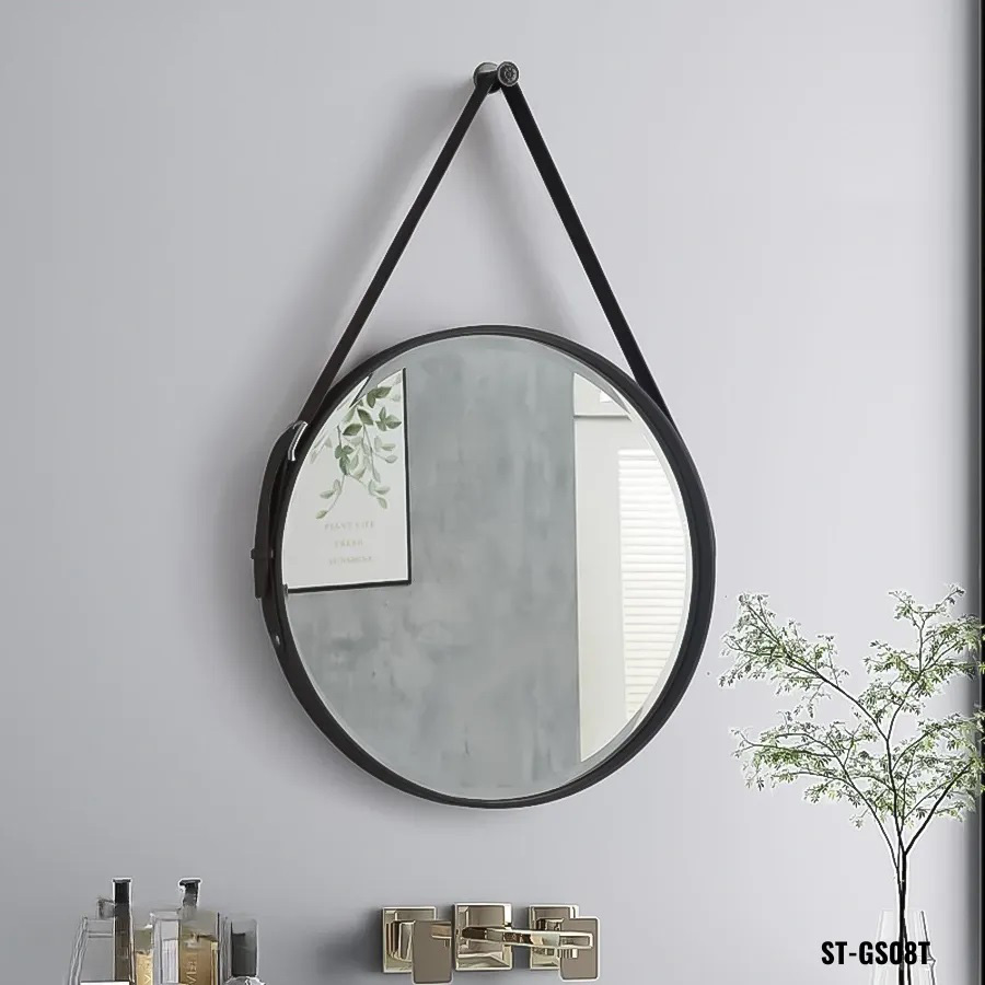 Gương Soi phòng tắm Tròn Dây Da ST-GS08T