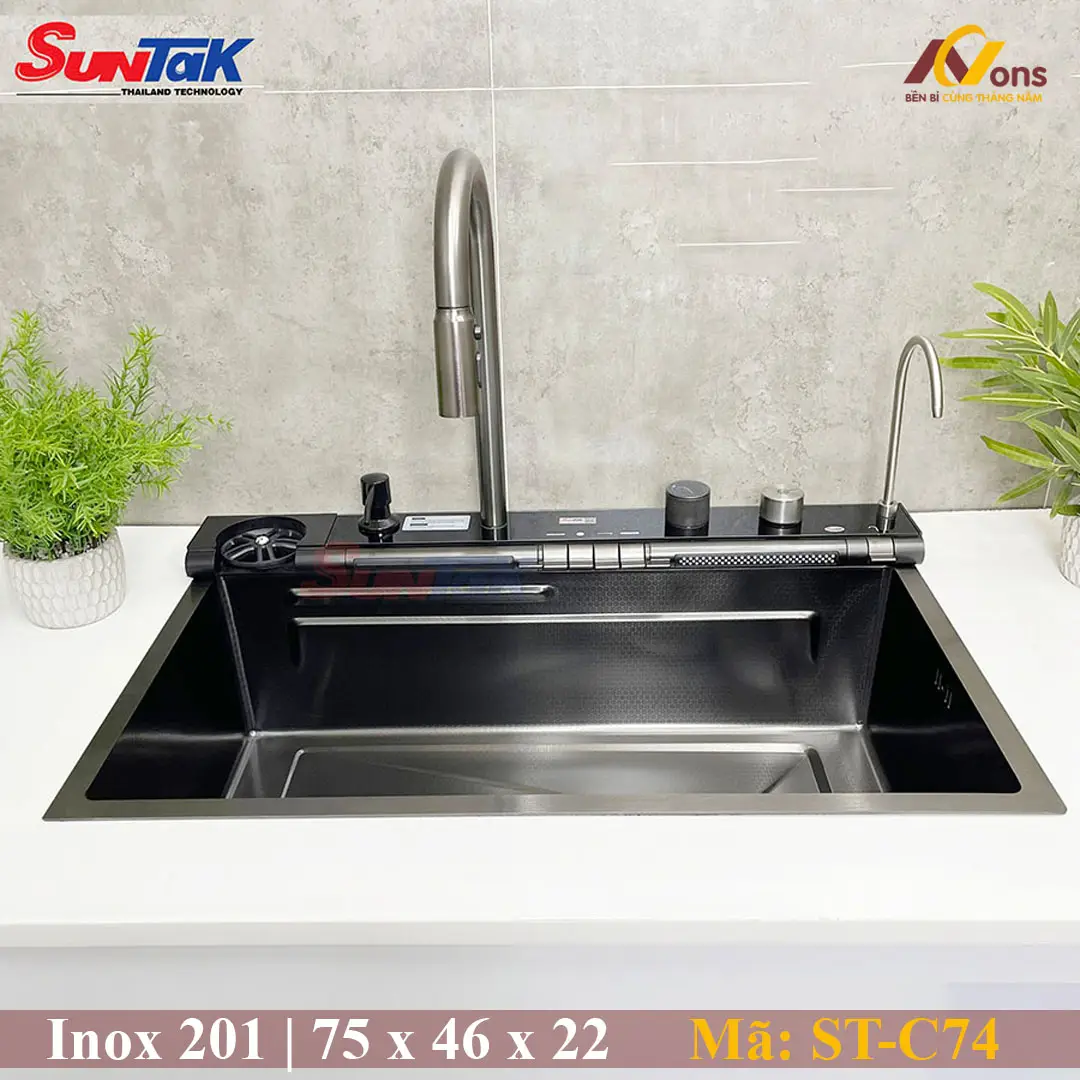 Chậu Rửa Chén Thông Minh 1 Hộc 6 Phím ST-C74 Inox 201