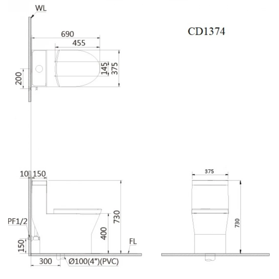 Bồn cầu Caesar CD-1374