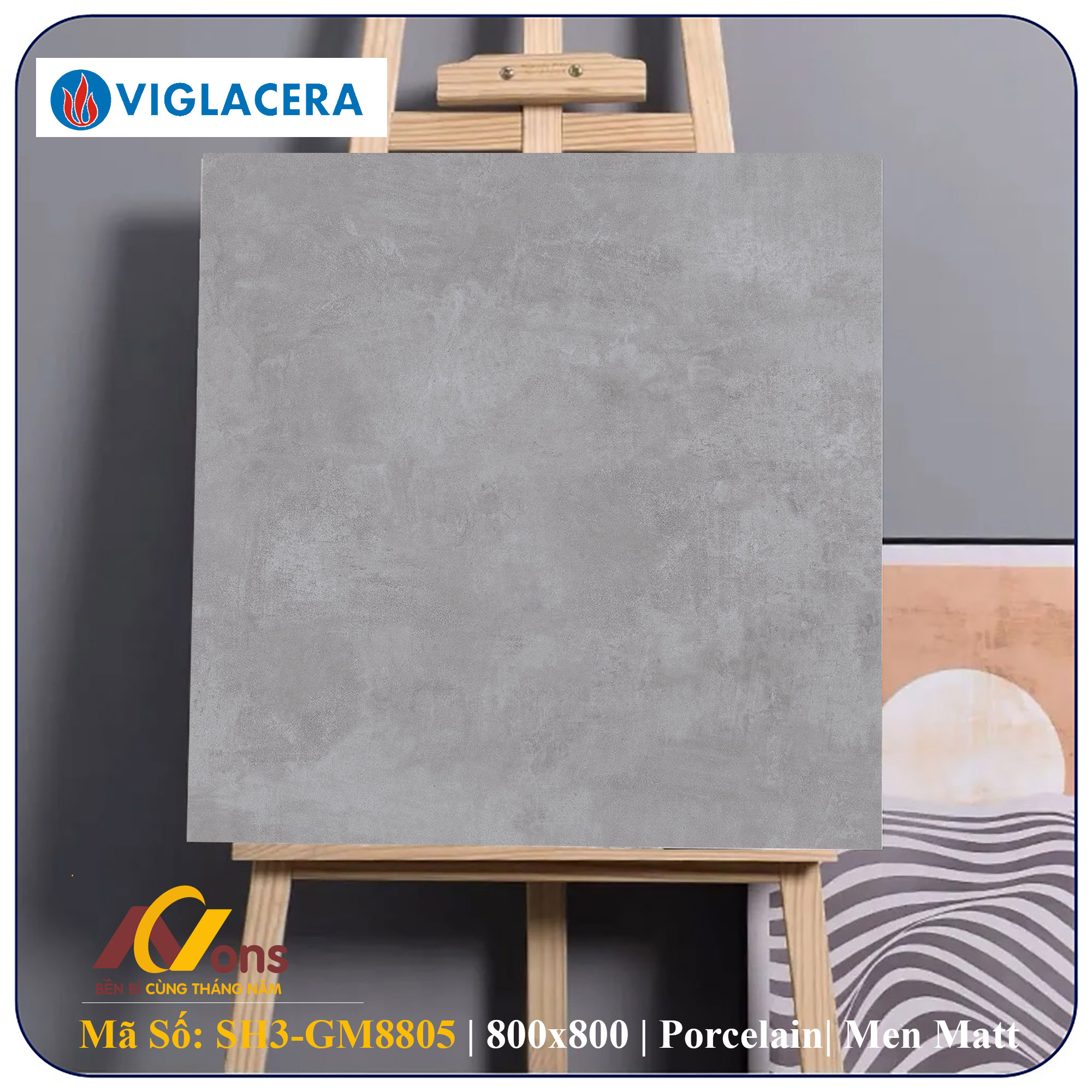 Gạch Ốp Lát 80x80 Viglacera SH3-GM8805 (Men Matt)