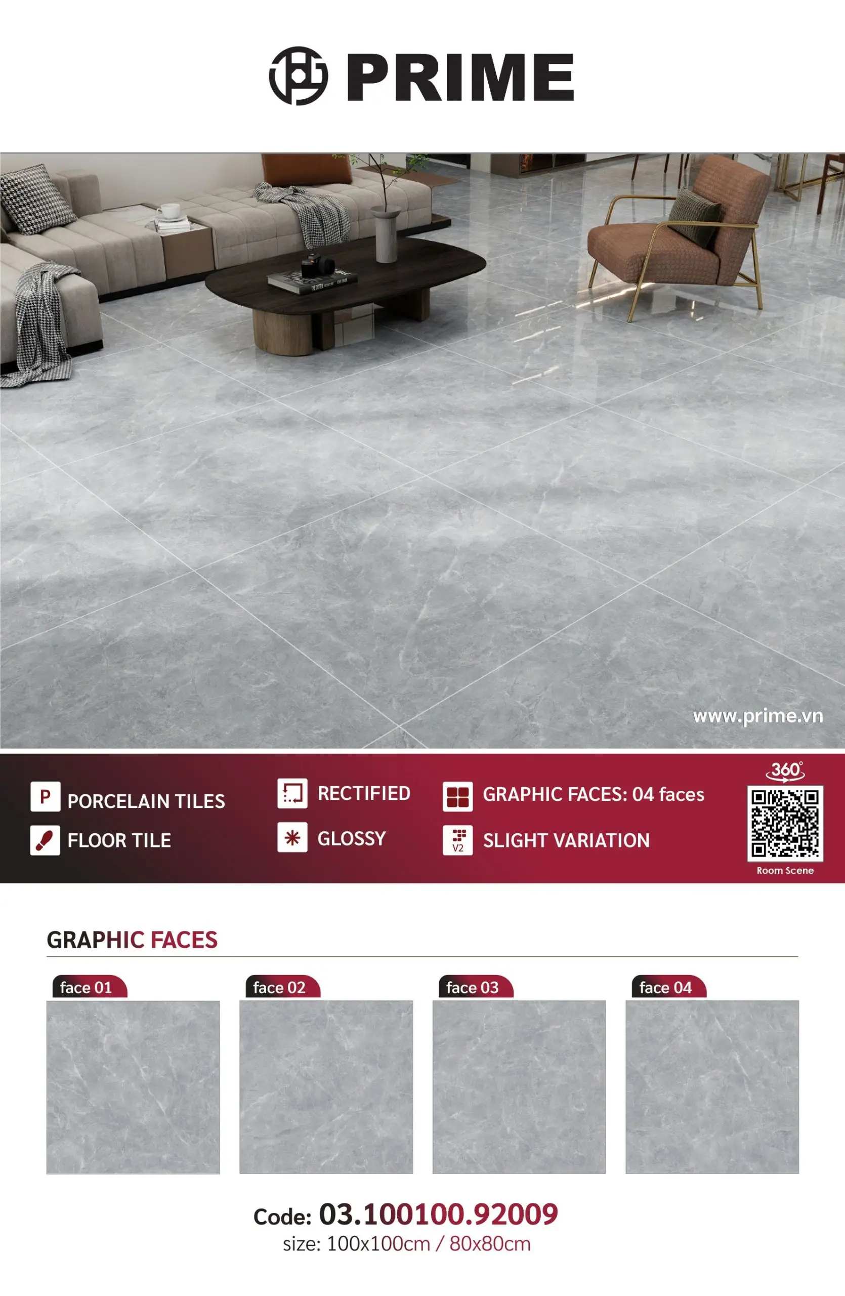 Gạch Ốp Lát 1000×1000 Prime 92009 (Ceramico) Bóng Kiếng | Gạch Prime Chính Hãng gach-prime-1000x1000-92009