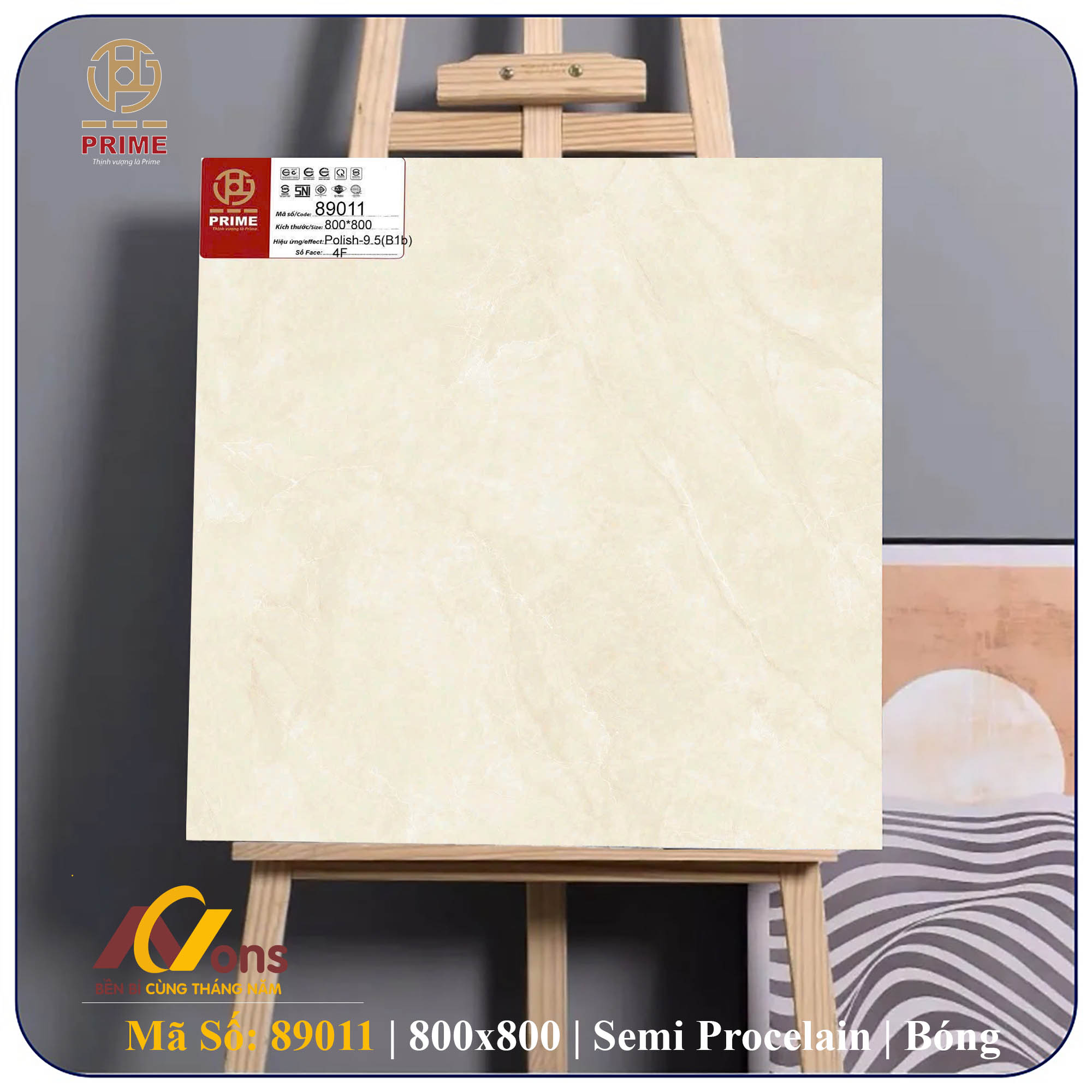 Gạch Ốp Lát 800×800 Prime 89011 Xương Porcelain Bóng Kiếng | Gạch Prime Chính Hãng gach prime 800x800 89011