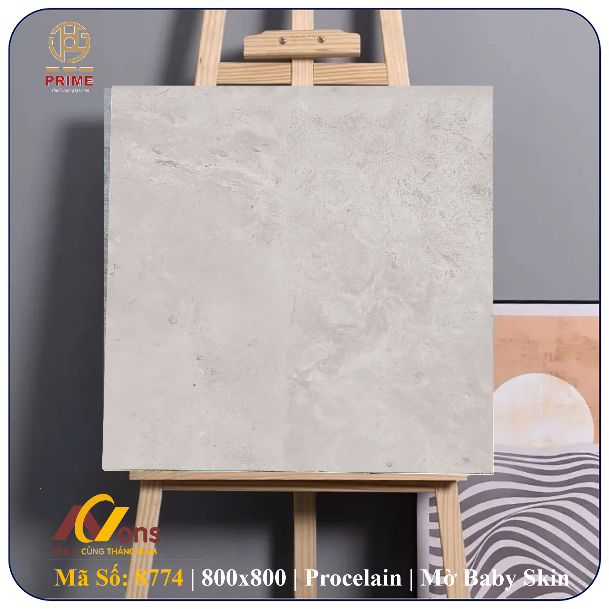 Gạch Lát Nền 800×800 Prime 8774 Vân Đá Xám Bê Tông | Chính Hãng Giá Tốt