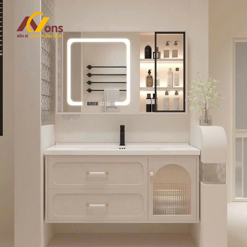 Bộ tủ gương lavabo T8801 thiết kế hiện đại | Tủ Nhựa PVC cao cấp
