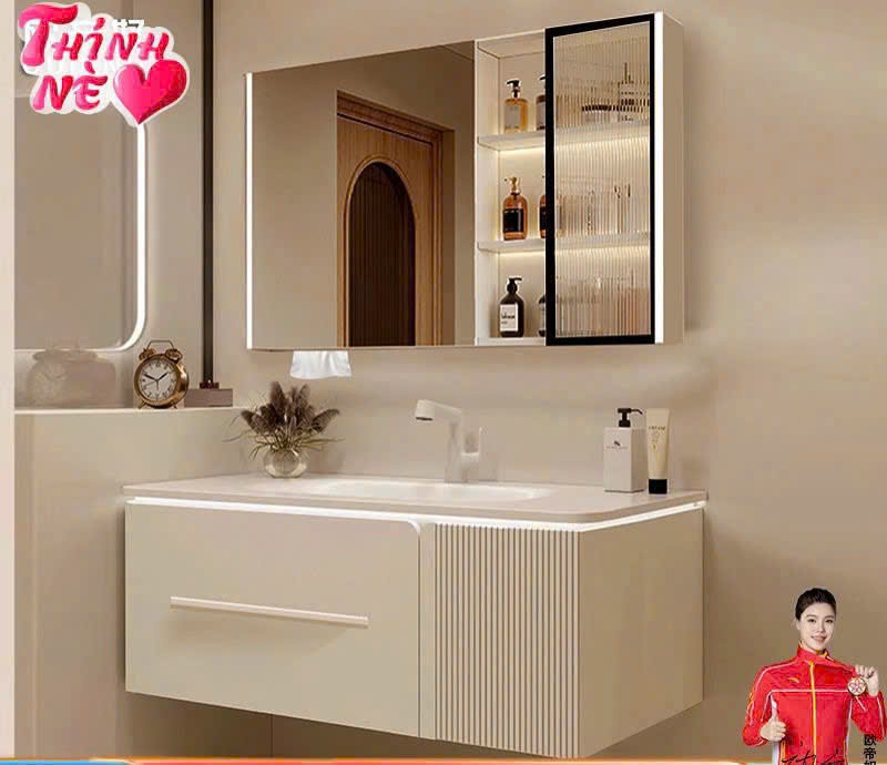Bộ tủ gương lavabo T8803 thiết kế hiện đại | Tủ Nhựa PVC cao cấp