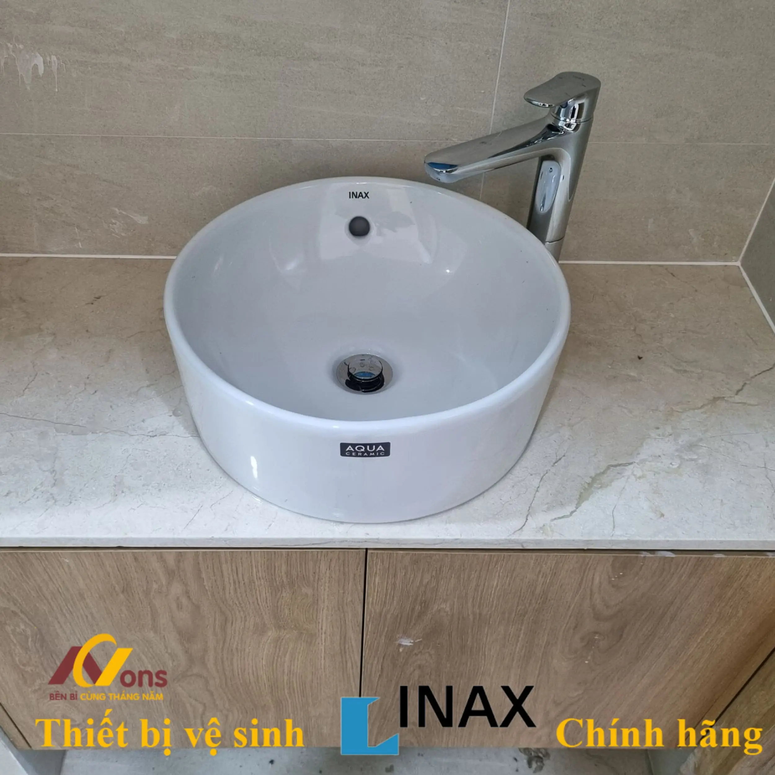 Chậu Lavabo Inax AL-295V (AL295V) Đặt Bàn Tròn Aqua Ceramic Lavabo INAX AL-295V