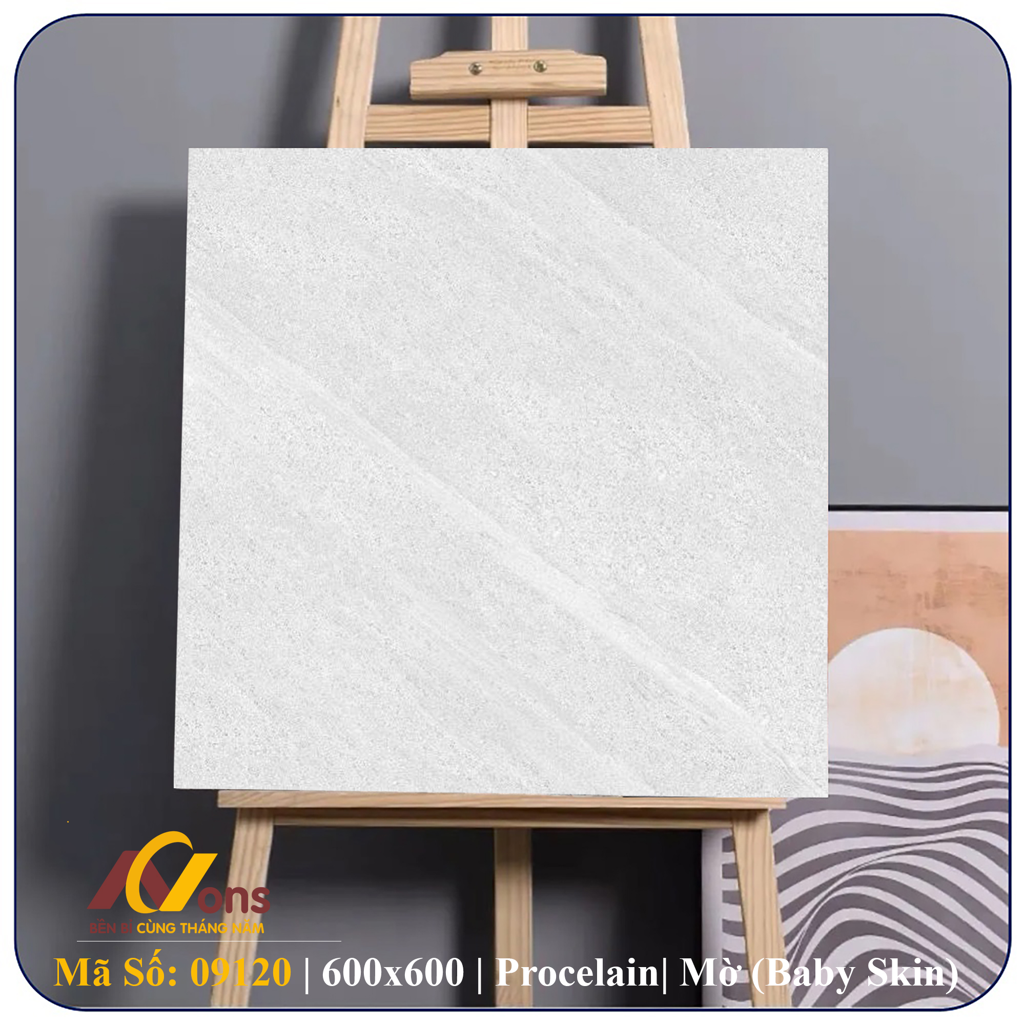Gạch Ốp Lát 600×600 Prime 09120 Xương Đá Mờ Mịn (Baby Skin) | Gạch Prime Chính Hãng