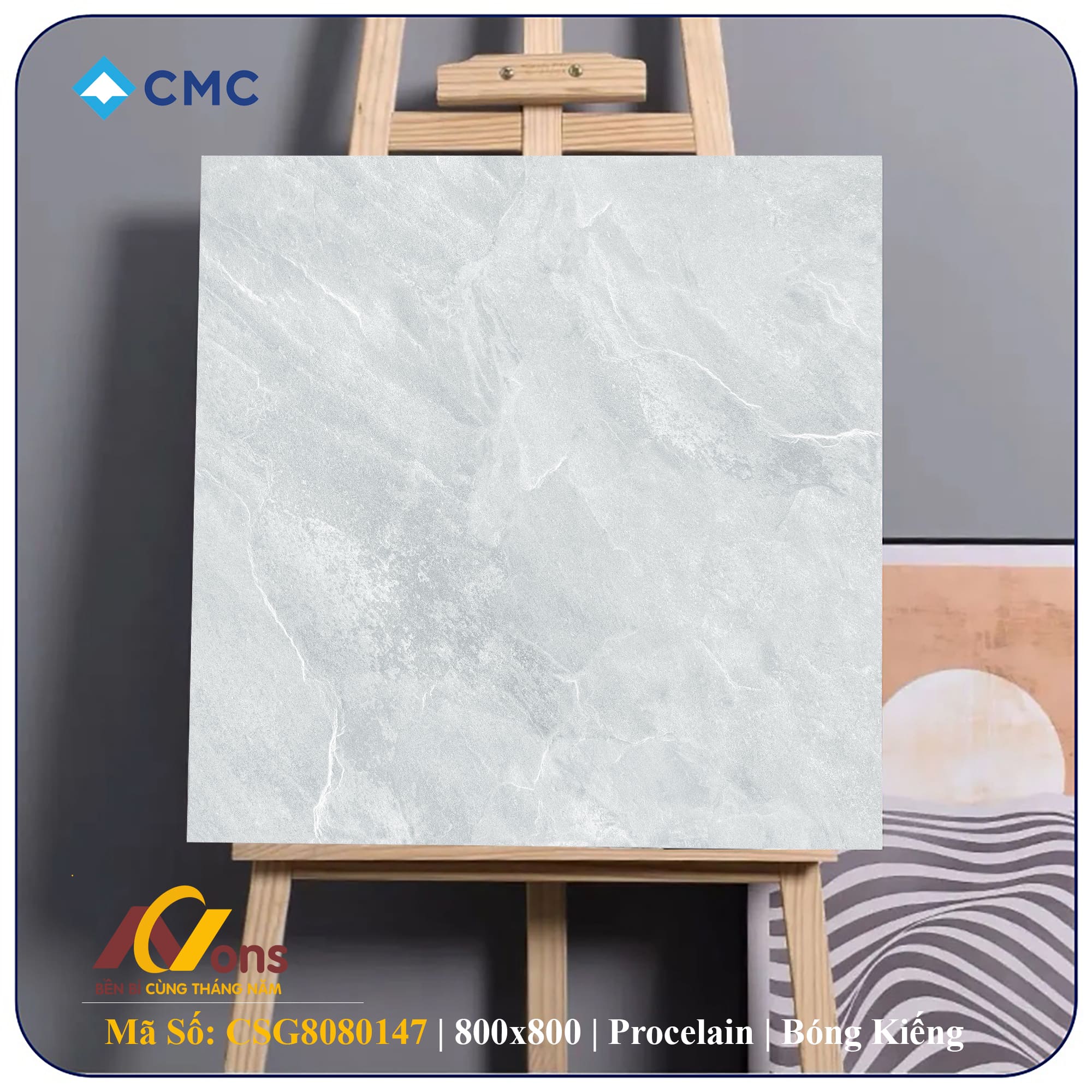 Gạch Ốp Lát 800×800 CMC CSG8080147 Xương Đá Bóng Kiếng | Gạch CMC Chính Hãng