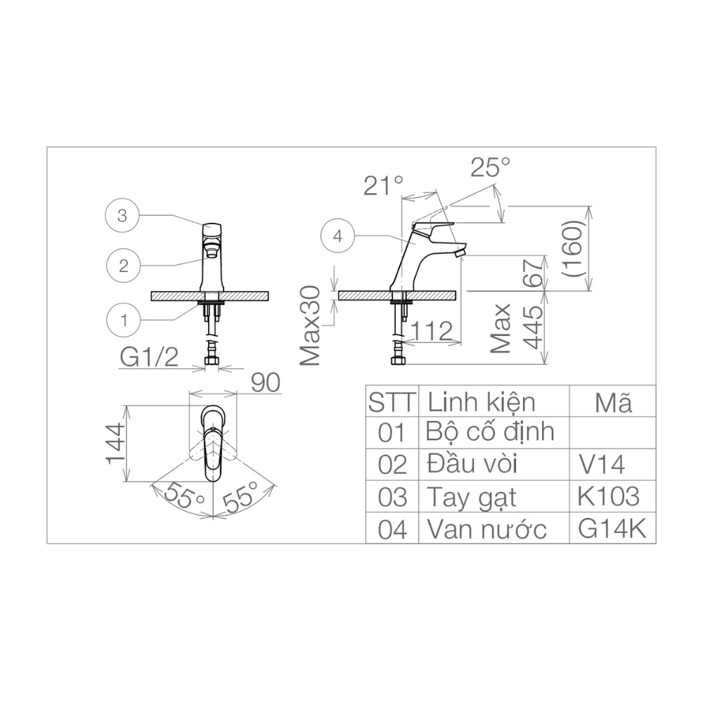 Vòi Lavabo Viglacera VG103 Lạnh vg103 bvkt
