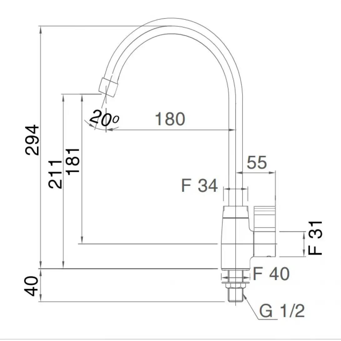Bản vẽ kỹ thuật vòi rửa bát INAX SFV-21 lạnh