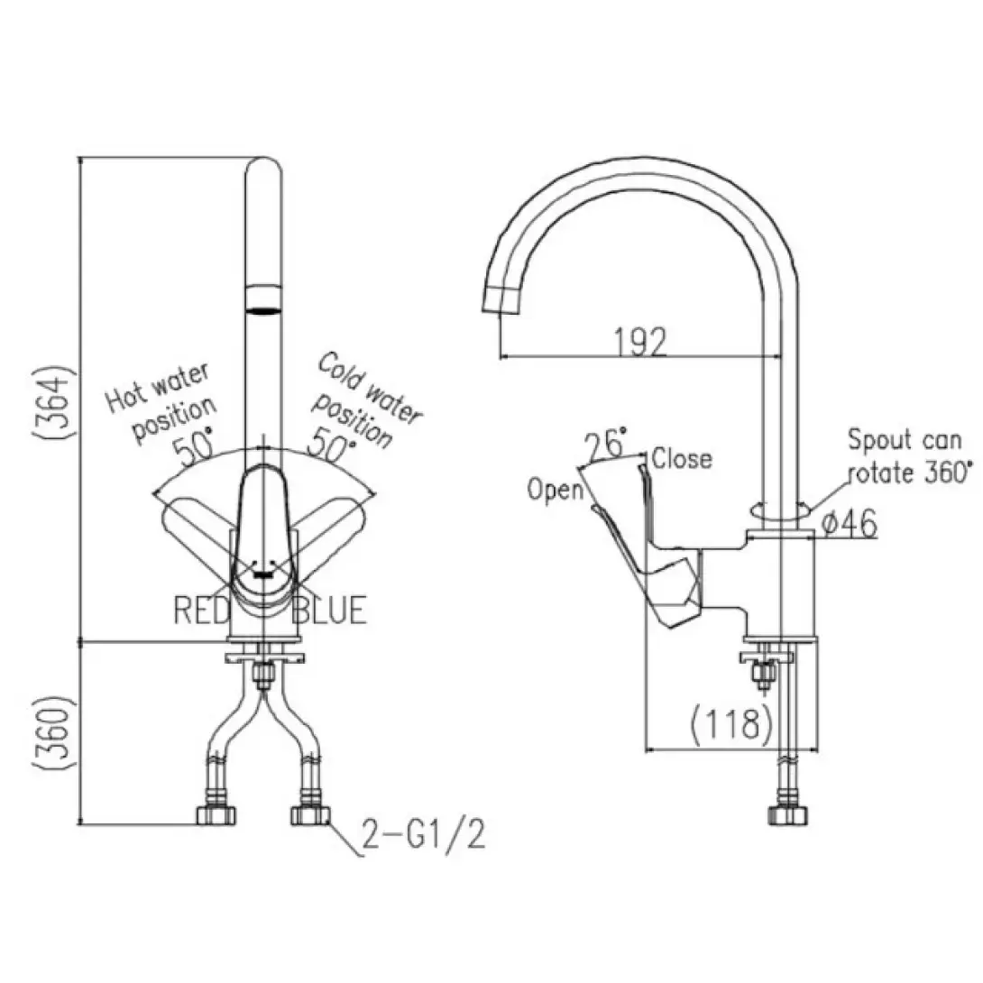 Bản vẽ kỹ thuật vòi rửa bát INAX SFV-800S