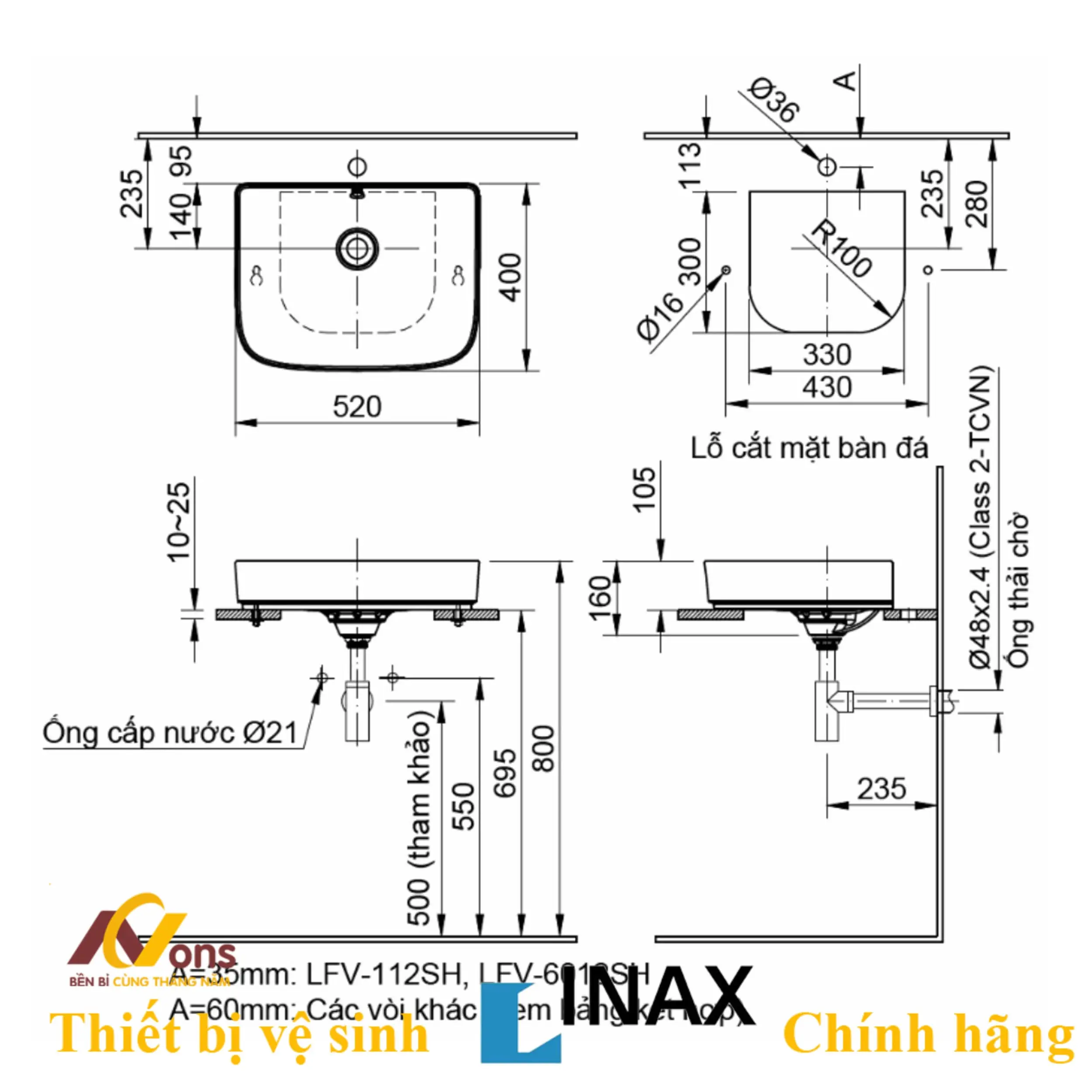 Chậu Lavabo Inax AL-638V (AL638V) Đặt Bàn | Lavabo INAX Chính Hãng Chậu Lavabo Inax AL-638V (AL638V) Đặt Bàn | Lavabo INAX Chính Hãng